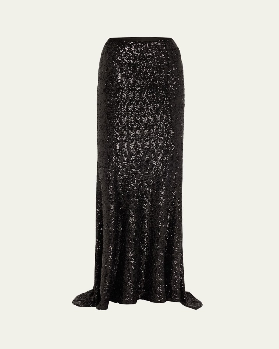 Long Sequined Fishtail Skirt